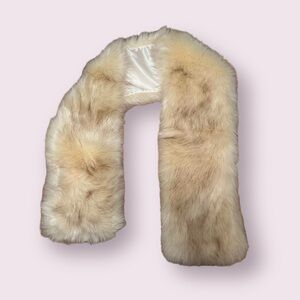 Faux fur scarf wrap costume silk interior white mink cream